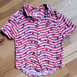 Cat & Jack Patriotic Kids Shirt - Red and Blue Stars Size XS (4/5)
